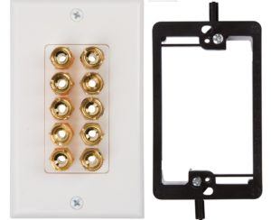 Five Speaker Wall Plate, With Single Gang Low Voltage Mounting Bracket Device