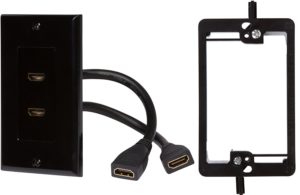 HDMI Wall Plate (2 Port) Insert With 6-Inch Built-In HDMI Cable