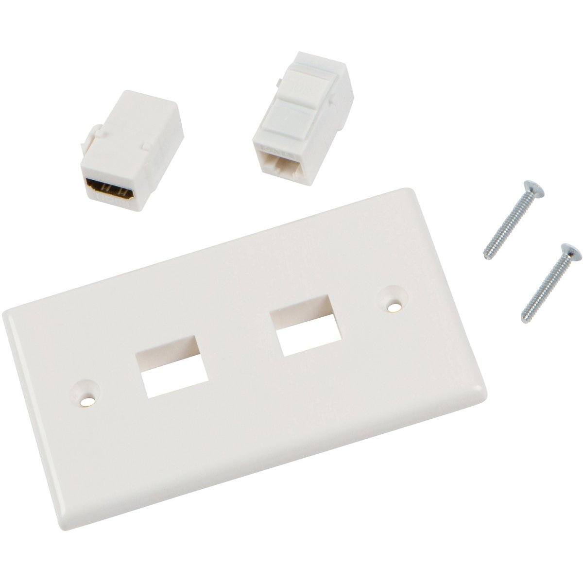 Buyer's Point HDMI and Cat6 Ethernet RJ45 Wall Plate UL Listed 5, White 