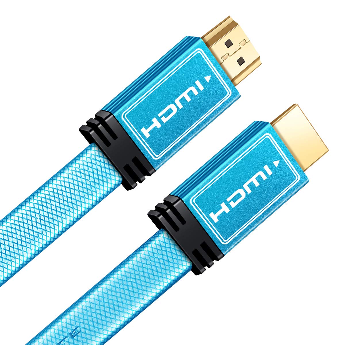 4K HDMI Cable High Speed 24Gbps Flat HDMI 2.0 Cable - 24AWG Nylon Braided  HDMI Cord - HDCP 2.2-4K HDR, 3D, 2160P, 1080P - Compatible with TV,  Blu-ray, 